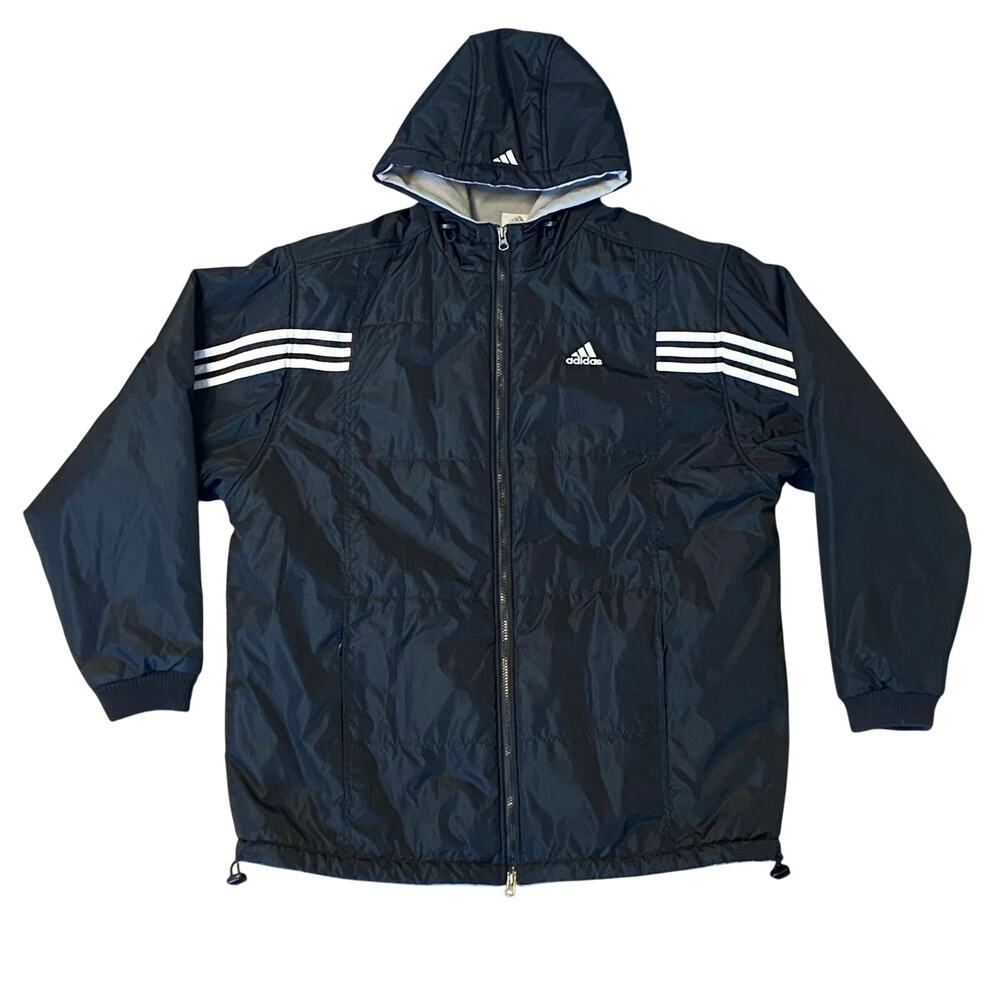 Adidas Nylon Puffer Fleece Lined Jacket Black